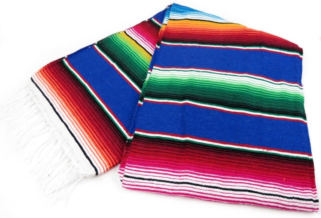 Leos Imports Mexican Serape Blanket (X-Large 82"x60", Royal Blue)