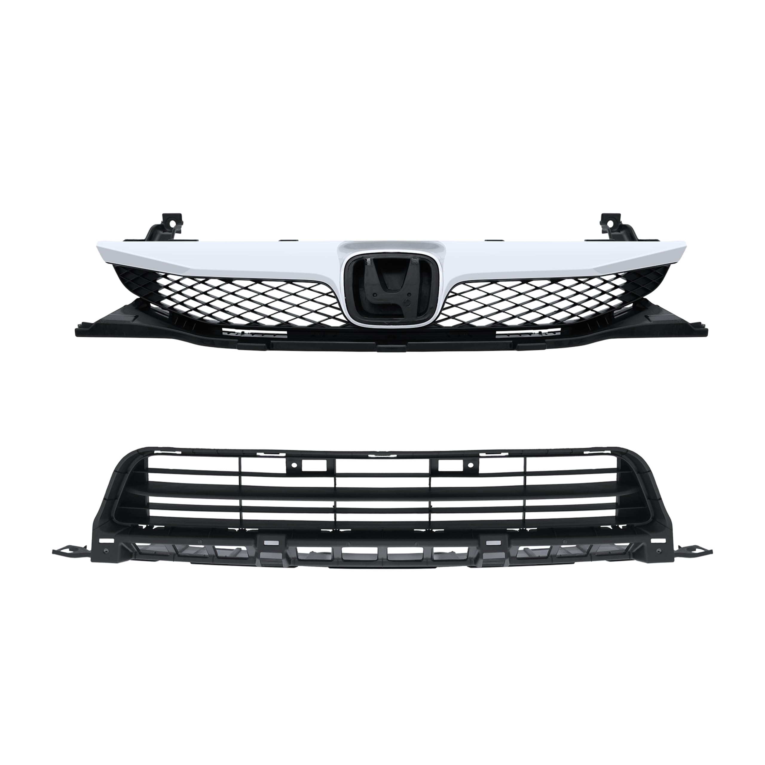 BXZ Front Bumper Grille Grill Upper Lower With Chrome Trim For Honda Civic Sedan 2009 2010 2011