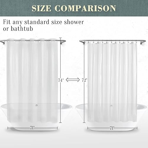 Miniatura 7 de Cortina de ducha PEVA sin ganchos o forro - Cortina de ducha transparente resistente 8G para baño sin ganchos necesarios, impermeable, sin plástico