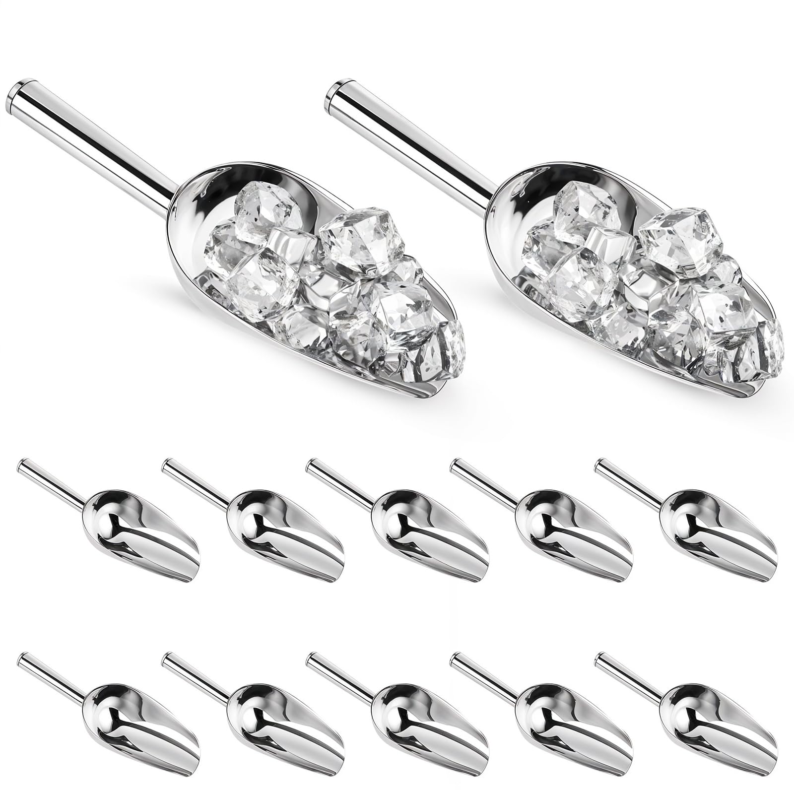 Photo 1 of 12 Pcs Premium Ice Scoop for Freezer, Multipurpose Metal Ice Scoop for Ice Machine - Stainless Steel Small Ice Scooper for Ice Bucket - Kitchen Gadgets Cookie Flour Pet Dog Food Scoop