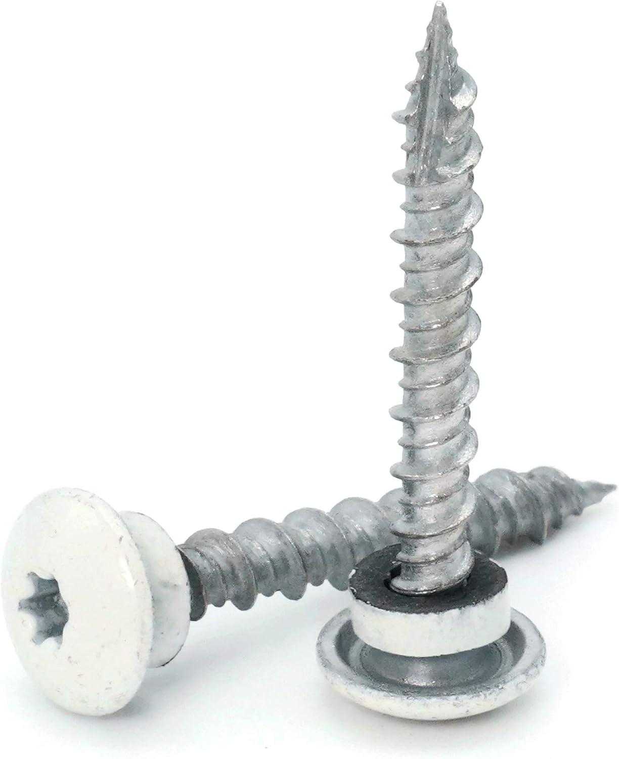 Low Profile Mechanical Galvanized Roofing Screws White Finish - #10 x 1" Qty 1000