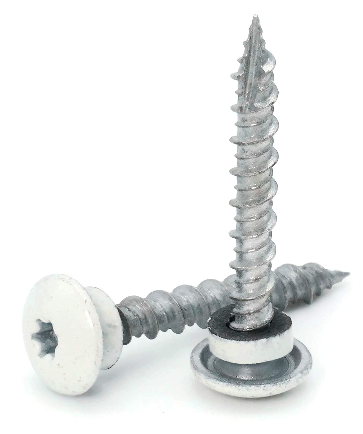 Low Profile Mechanical Galvanized Roofing Screws White Finish - #10 x 1-1/2 Qty 25