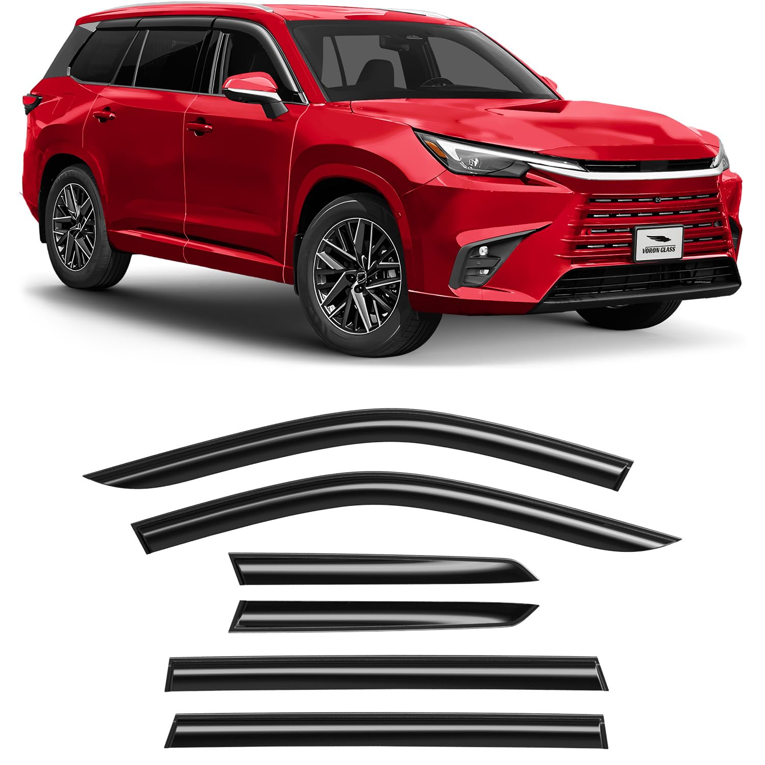 Voron Glass Tape-on Extra Durable Rain Guards for Lexus TX 2024-2026, Window Deflectors, Vent Window Visors, 6 Pieces - 100866