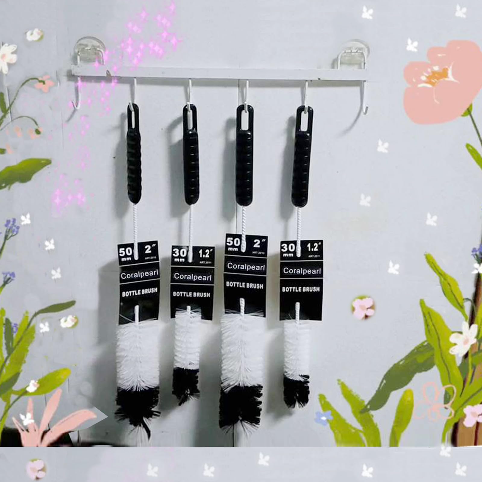 Bottle Brushes Cleaning Set - 2 Sizes, Soft Nylon -9