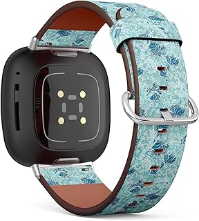 CJBROES Replacement Leather Watch Band, Compatible with Fitbit Versa 3 and Fitbit Sense of Wristband Bracelet Accessory - Realistic Detailed