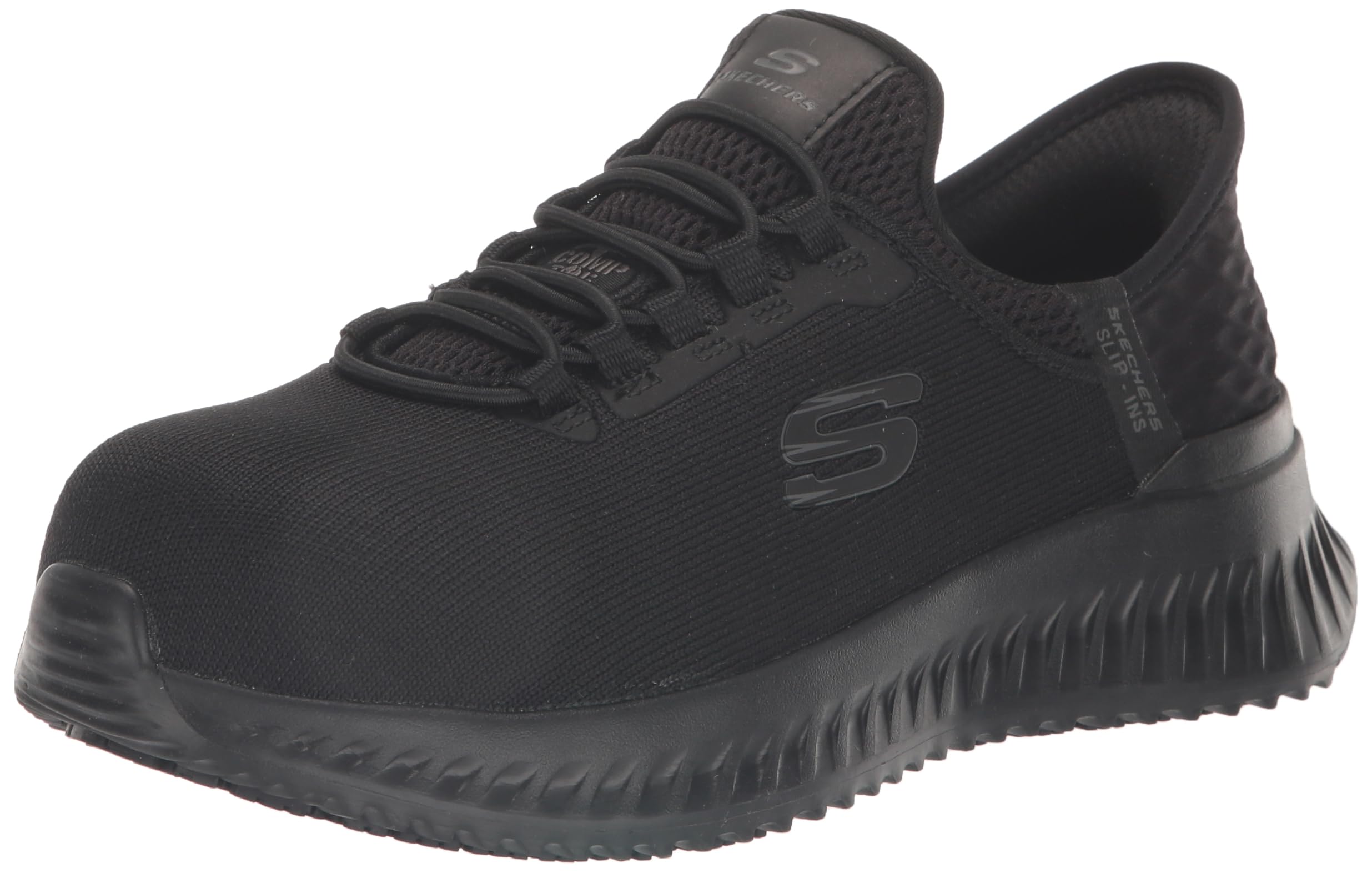 Skechers Ins Work: Tilido-Ombray Women's Slip Resistant Bungee Sneakers Industrial Shoe, Black, 8.5