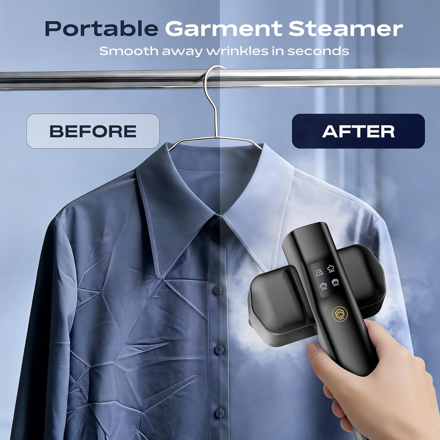 Travel Steamer for Clothes: 1000W Powerful Clothes Steamer & Iron 2 In 1, Fast Heat Up with 4 Modes, Portable Handheld Garment Steamer, Quick Wrinkle Removal for Home & Travel, 110-120V