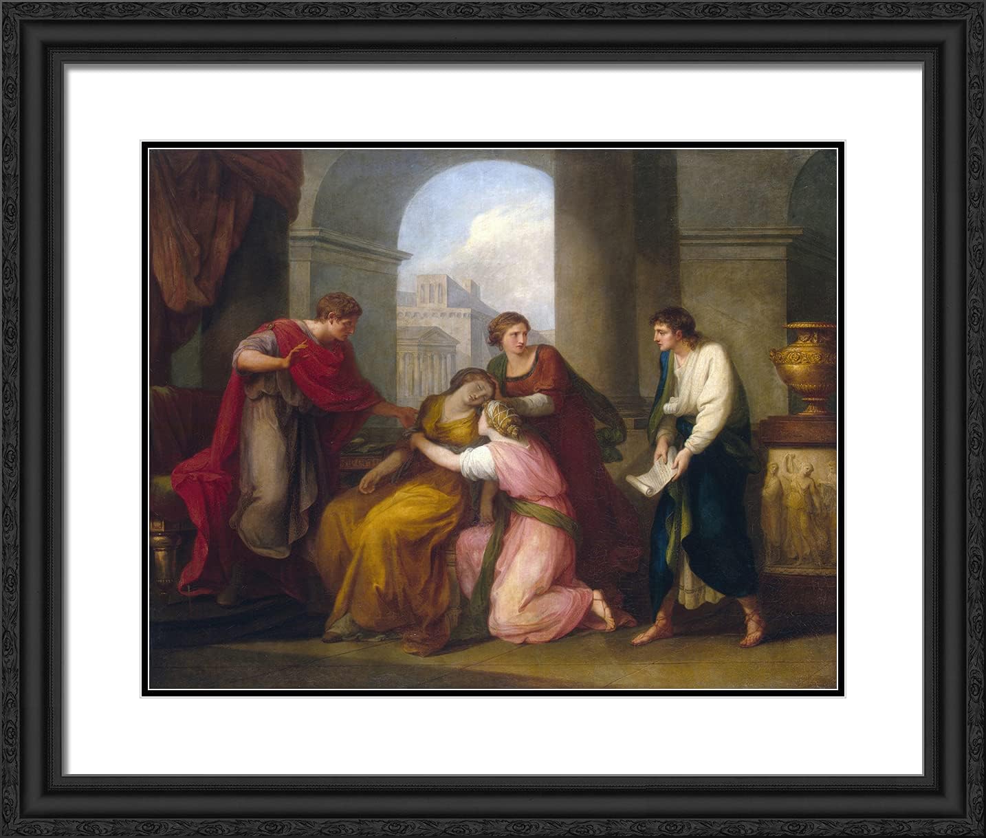ArtDirect Kauffman, Angelica 23x20 Black Ornate Framed Art Print with Double Matting Titled: Virgil Reading the Aeneid to Augustus and Octavia