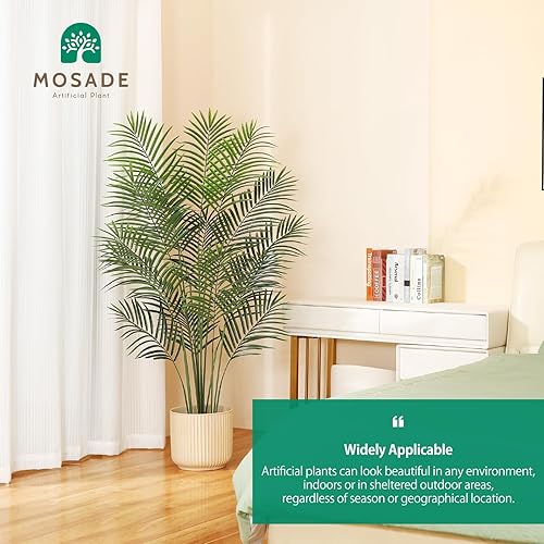 Miniatura 2 de MOSADE Palmera artificial areca de 5.5 pies, planta de palma tropical falsa y canasta de hierba marina hecha a mano, plantas altas perfectas para