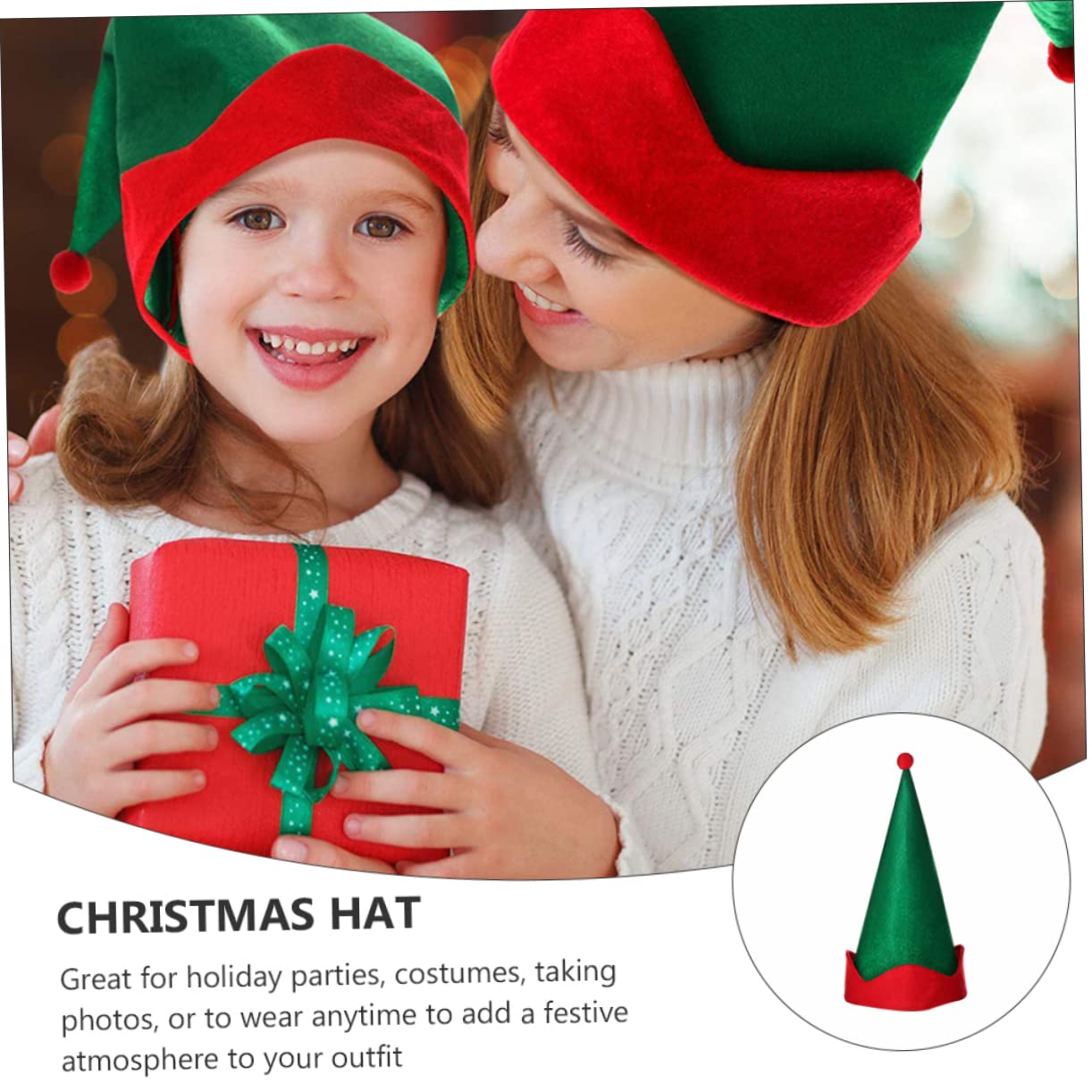 Cabilock 12 Piezas Sombrero Puntiagudo Élfico Accesorios Rojos Duende Sombreros De Elfo De Fieltro Verde Accesorio De Disfraz De Navidad Diademas a Granel Ropa Hombre Satín Silla Alta Jesús