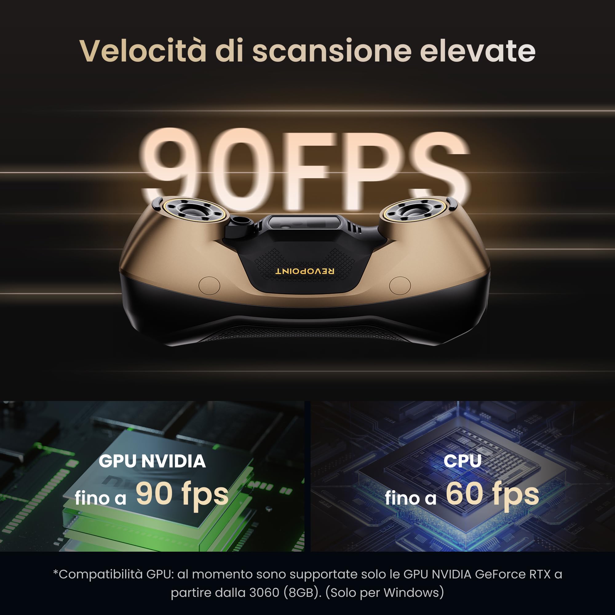 Revopoint MetroY Ultra Scanner 3D, con Laser Blu di Precisione da 0,01 mm, Alta Velocità a 90 FPS, Wi-Fi 6 Wireless, Scansione Esterna, Scansione a Colori per Reverse Engineering e Stampa 3D, Standard