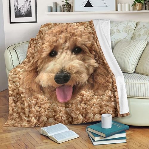 Miniatura 5 de Manta de forro polar Sherpa con diseño de garabatos de Goldendoodle en 3D, regalo divertido para mamá, manta de forro polar Sherpa de alta calidad,