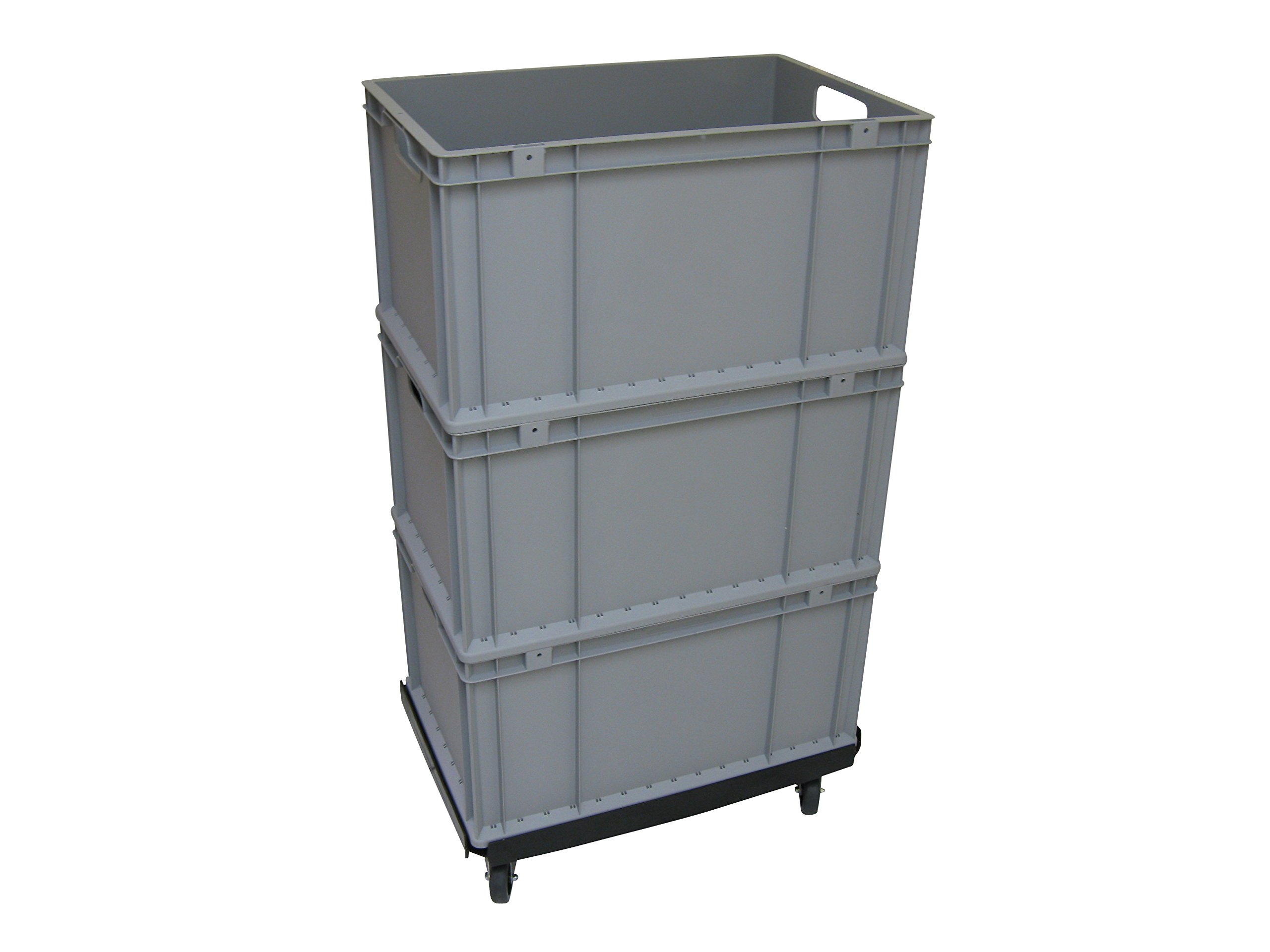 Räder Wendt Transportroller Basic – Schwarz, Polypropylen, 600x400 Mm, 150 Kg Tragkraft, 4 Lenkrollen ø 75 Mm, Für Boxen & Kisten