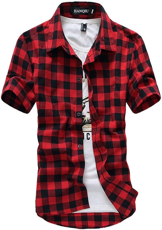 Amazon.com: EspTmall Camisa a cuadros roja y negra para hombre 2019 Nueva  moda de verano para hombre camisas de manga corta para hombre blusa : Ropa,  Zapatos y Joyería