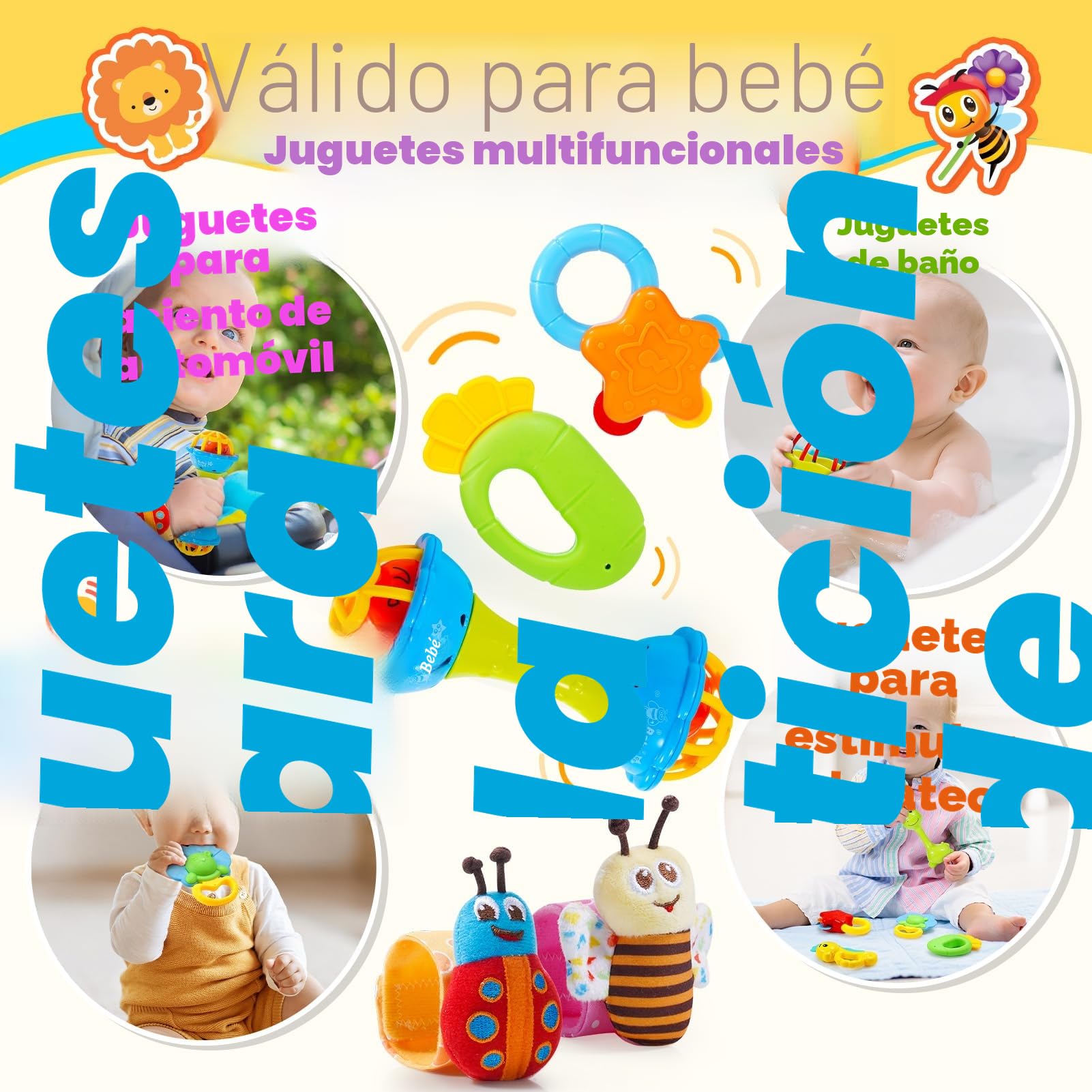 Juguetes Bebes 0 6 8 12 Meses, Sonajeros Bebes 0-18 Meses Juguetes Sonajero Calcetines y Muñequeras para Bebé 0-12 Meses Regalo Bebe Recien Nacido 0-12 Meses Niños Montessori Bebe 0-6-12 meses