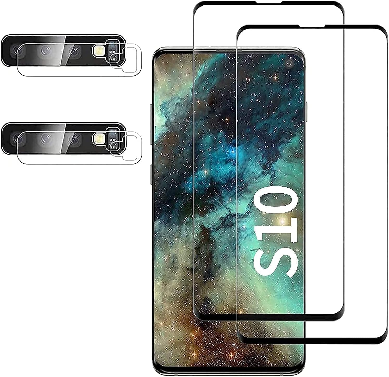 Arshek [2+2 Pack] Galaxy S10 Screen Protector, 9H Tempered Glass Include a Camera Lens Protector,Ultrasonic Fingerprint Compatible,HD Clear,3D Curved for Samsung S10 Glass Screen Protector