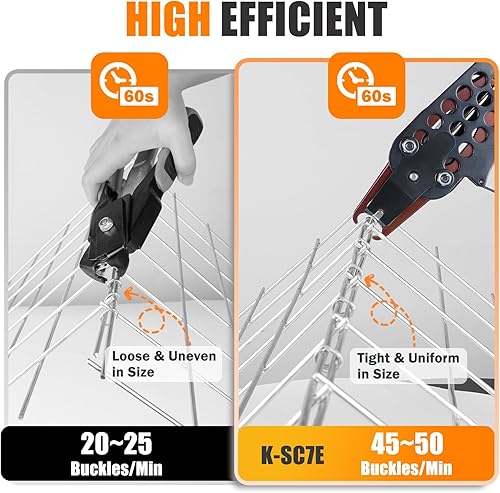 Miniatura 8 de Kamsin K-SC7E - Kit de pistola neumática de anillo de cerdo de punta larga de calibre 15, grapas de anillo C de 0.79 pulgadas con 1000 grapas