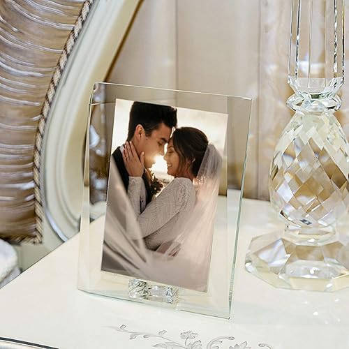 Miniatura 2 de Marco de fotos de cristal de 5 x 7 pulgadas con caja de regalo decorativo para regalos de boda en el hogar