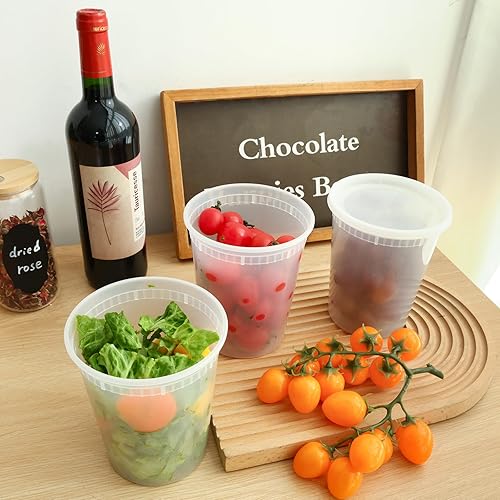 Miniatura 6 de Moretoes 60 juegos de recipientes de sopa de 32 onzas con tapas, recipientes herméticos resistentes para microondas para sopas, sobras, salsas