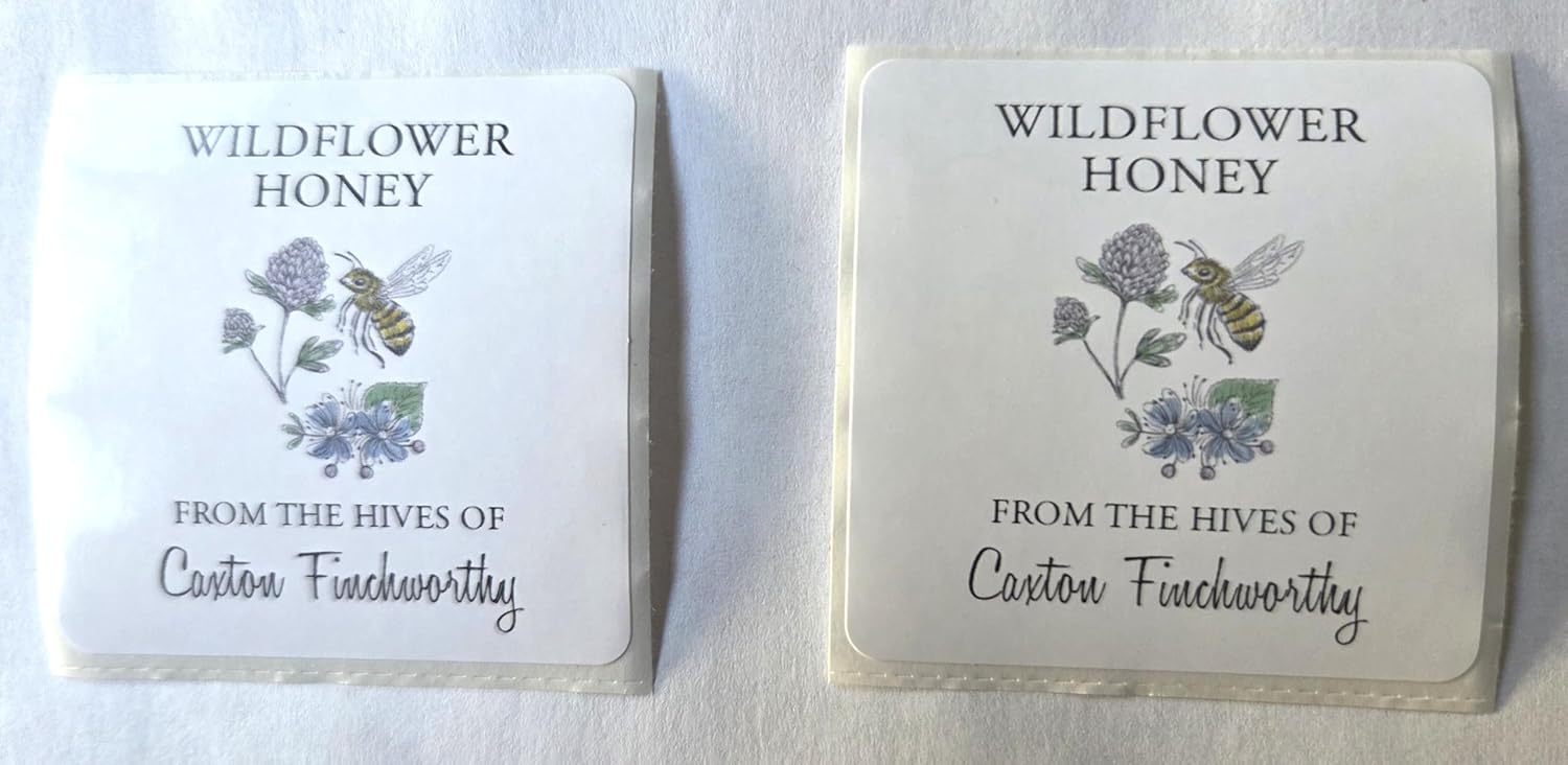 Custom Honey Labels with Bee and Wildflowers (2" X 2" Square)
