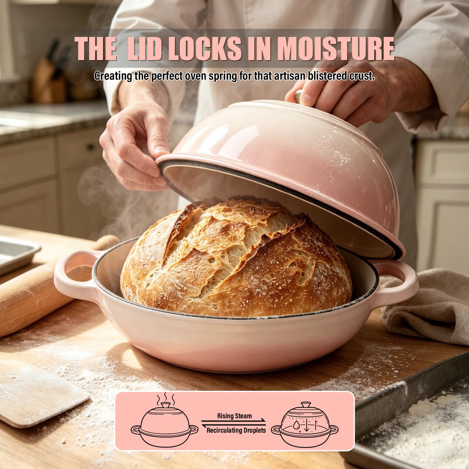 Cast Iron Bread Dutch Oven - 6QT Cream Enamel -2 Cast Iron Bread Dutch Oven - 6QT Cream Enamel -2