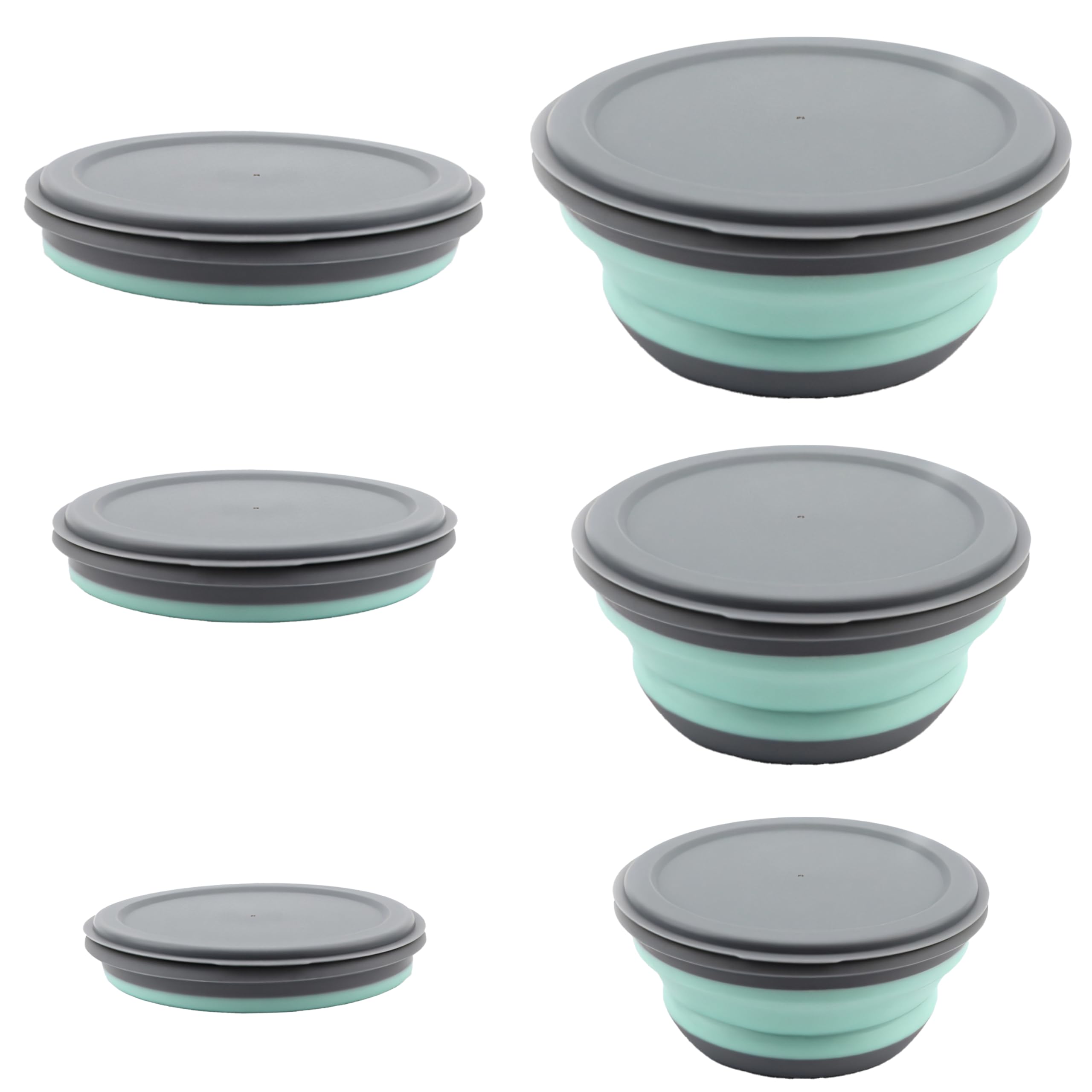DQZSY 2 ronde siliconen opvouwbare containers - opvouwbare vershouddozen broodtrommels voorraaddozen sets - magnetron- en vriesbestendig