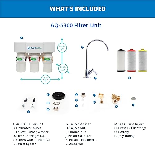 Miniatura 9 de Sistema de filtro de agua de 3 etapas Aquasana AQ-5300 para debajo del mostrador AQ-530056