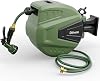 Retractable Garden Hose Reel 65 ft, Diivoo Hose Reel Wall Mount for Outside, Water Hose Reel Automatic Rewind with Any Length Lock, 180°Swivel Bracket, 9 Pattern Hose Nozzle