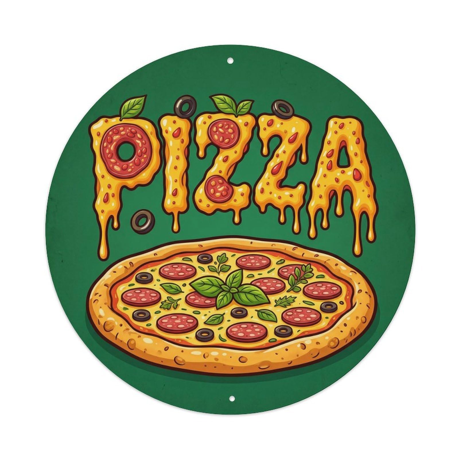 Huiyhb 8X8inch(20X20cm) Vintage Pizza Slice Yeast Herb Metal Tin Sign