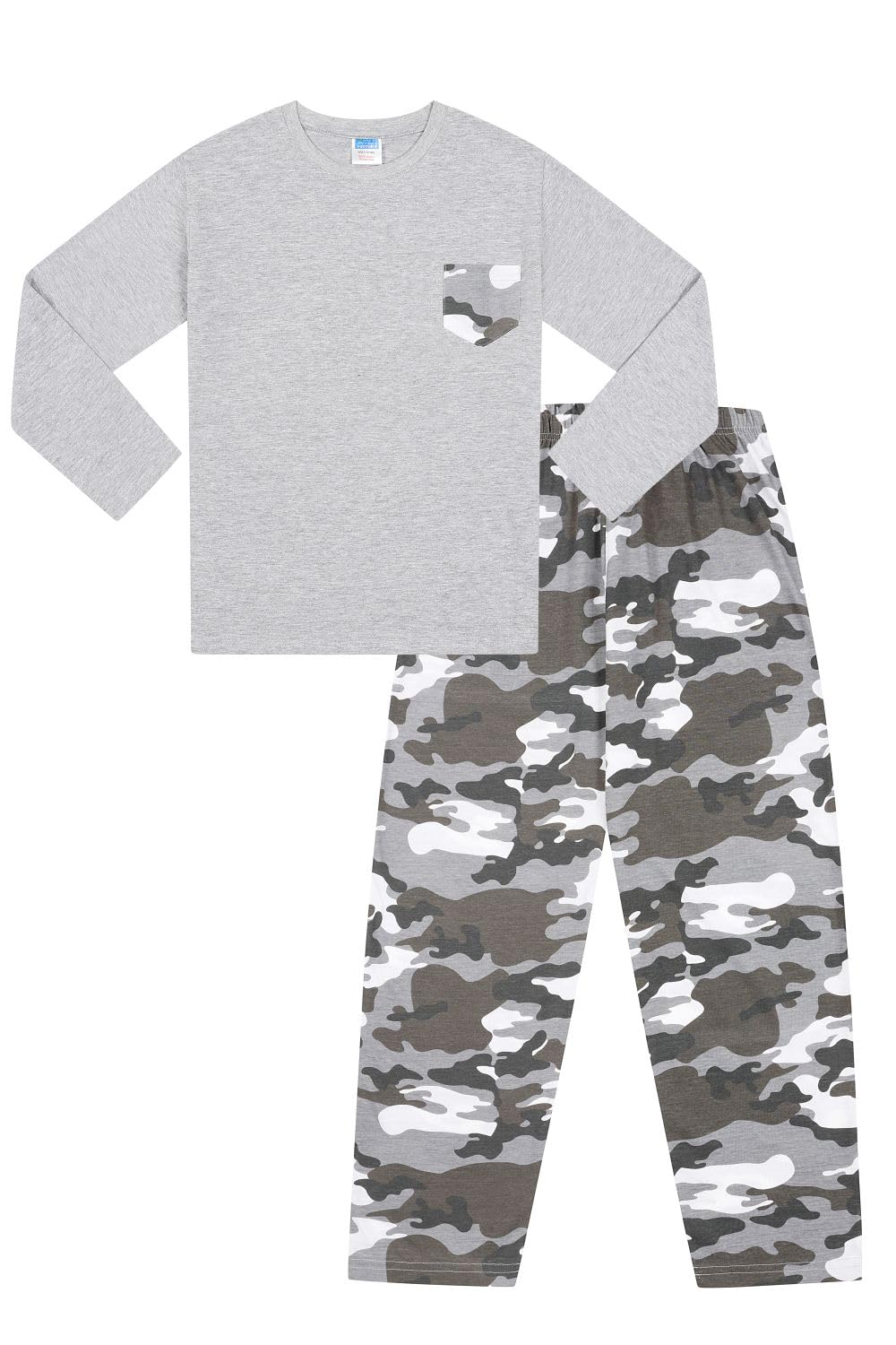 Pigiama lungo mimetico per bambini, confezione da 3 pezzi, colore: verde, grigio e blu navy