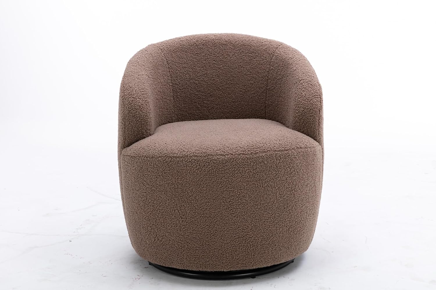 Teddy Fabric Swivel Accent Armchair Barrel Chair with Powder Coating Metal Ring for Living Room, Bedroom,Dining Room