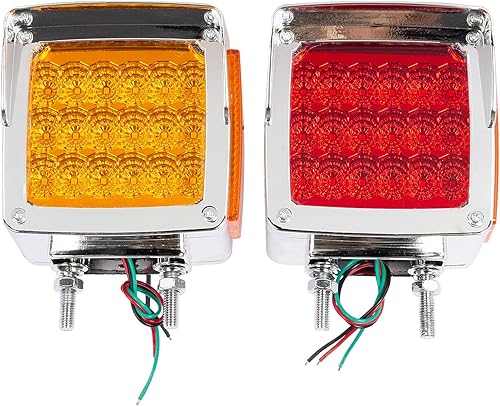 Wztepeng 1 par de luces LED cuadradas de doble cara rojasámbar para camión, remolque, luces traseras compatibles con Peterbilt Freightliner