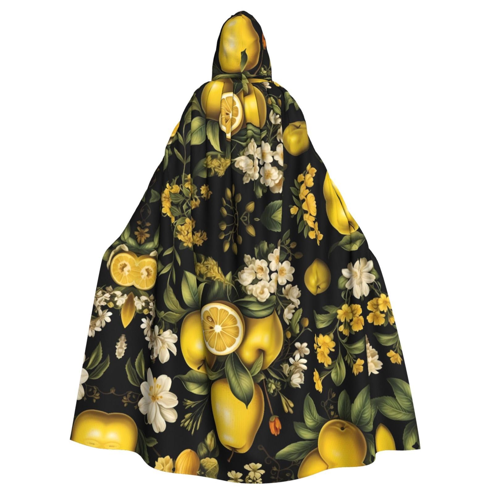 Chaqueta larga con capucha y estampado de pomelo llamativo 8