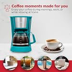Holstein Housewares - 5-Cup Machine à café compacte, Teal - Pratique et convivial avec des fonctions de pause automatique et de service