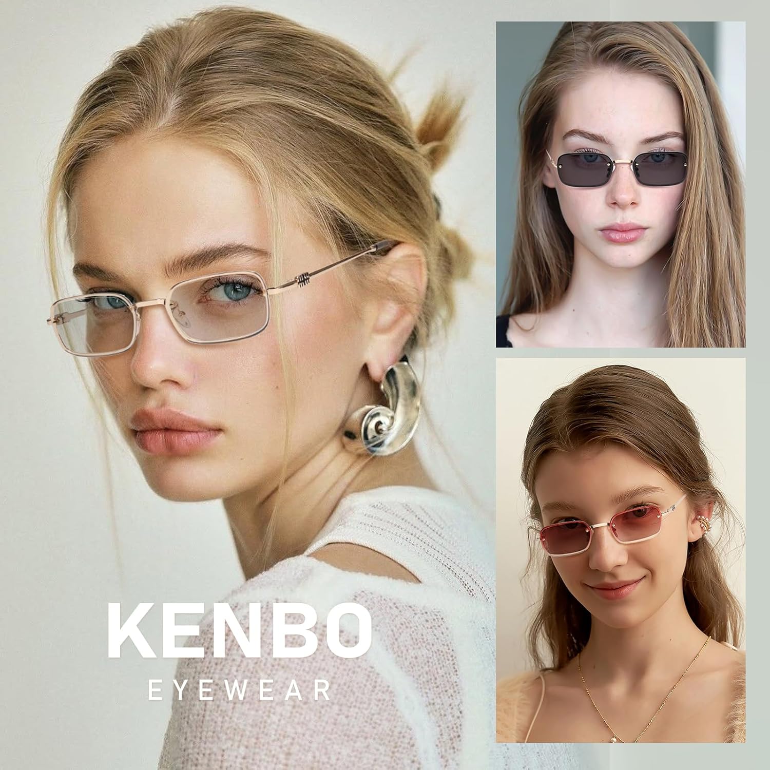 KENBO Trendy Y2k Rectangle Sunglasses Womens Mens, Retro Narrow Chic Thin Skinny Sunnies - Image 8