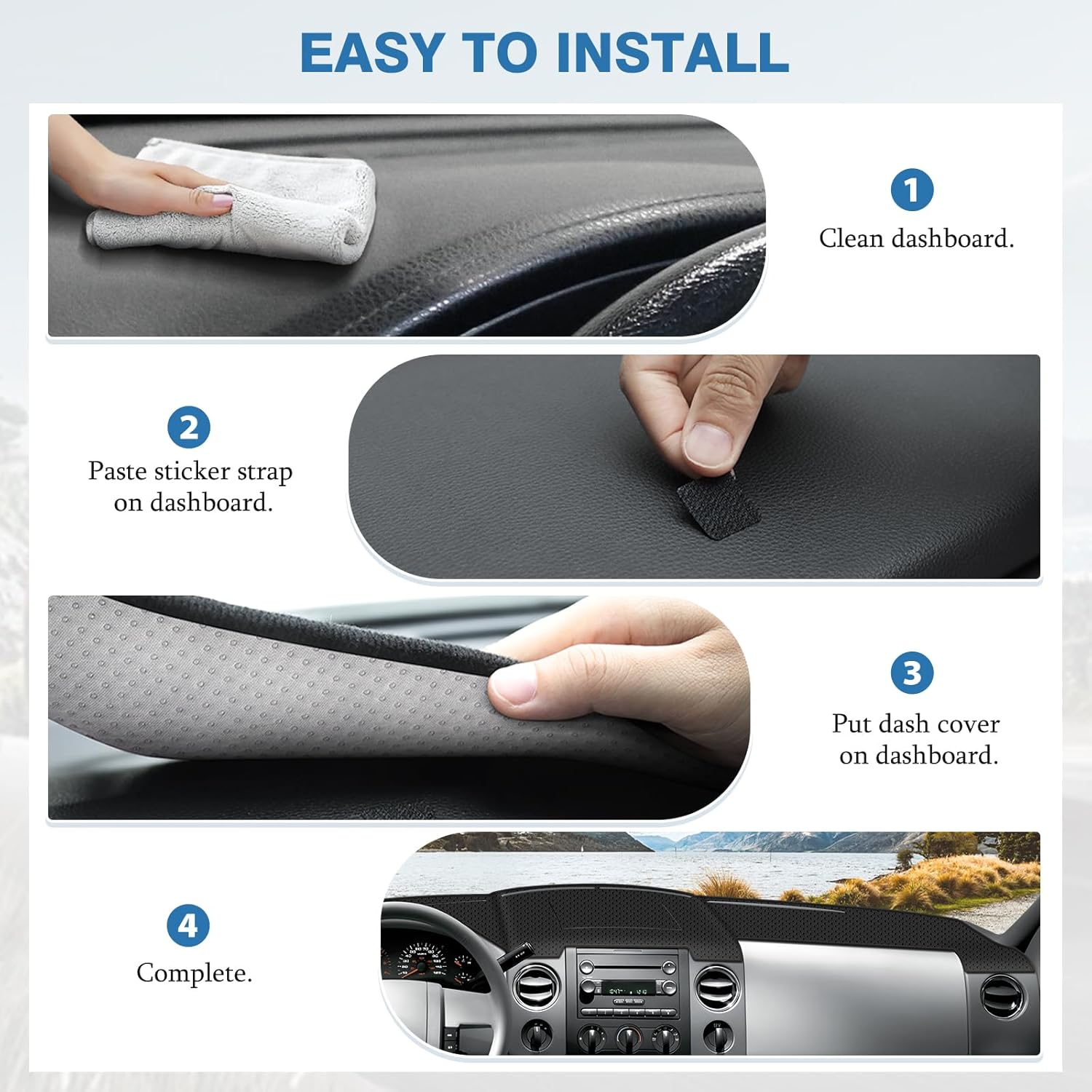 FIILINES Dash Cover for Ford F150 2004-2008, Dashboard Cover Mat for F150 Accessories Mesh Breathable Non-Slip Dash Mat UV Protector No Glare Black