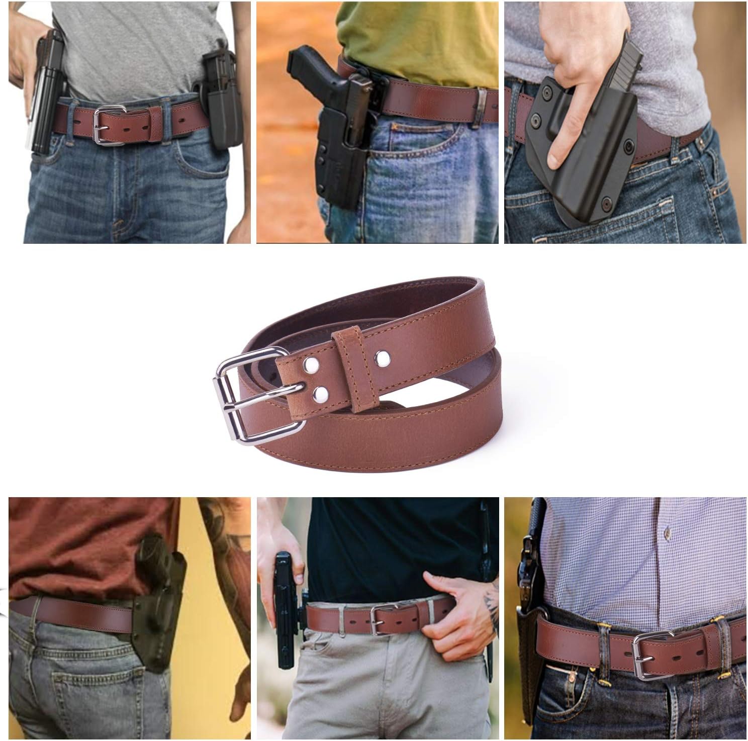 Concealed Carry CCW Leather Gun Belt | Top Grain Leather Belt for Gun Carry | Mens Heavy Duty EDC Belt 1 1/2-Inch - Image 6