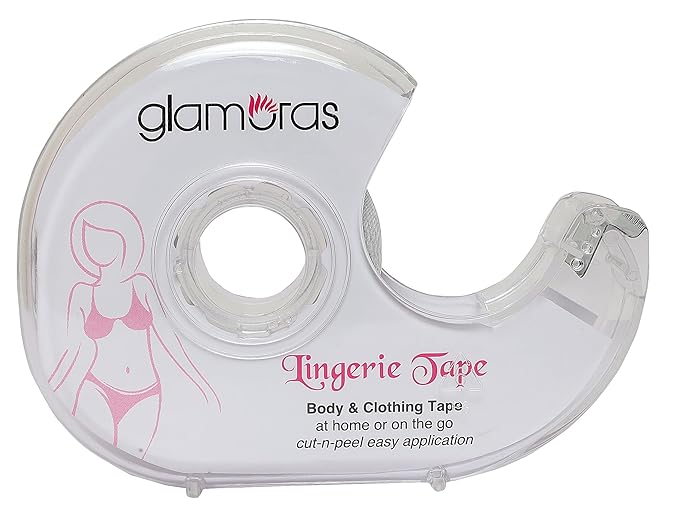 GLAMORAS Women?s Double Sided Fashion Tape for Bra/Lingerie/Dresses/Clothing Tape for Skin with Dispenser (5m/16.4Ft/Roll)
