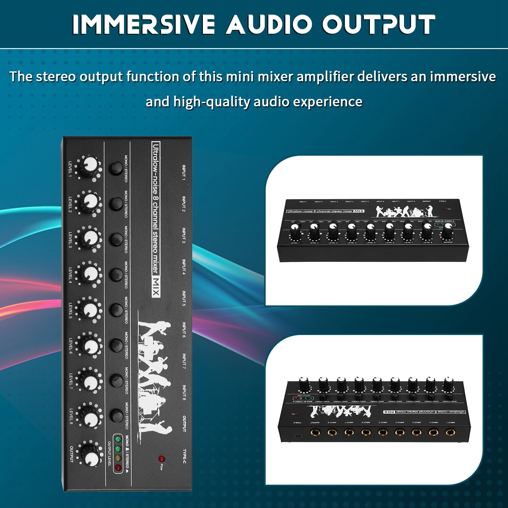 Professioneller 8-Kanal-Stereo-Mixer Tragbarer Sound-Audiomixer mit Low-Noise-Funktion für die Aufnahme Von Instrumenten