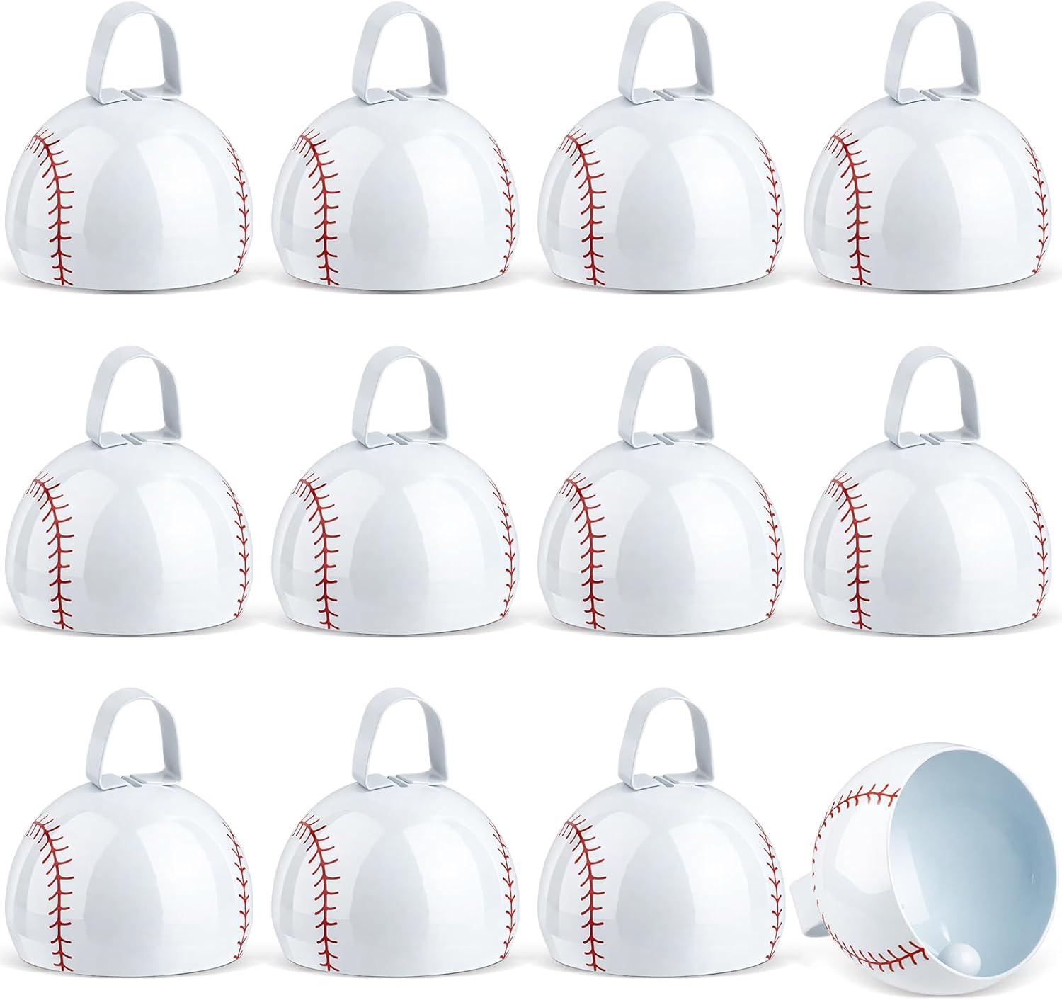 Boao 12 Pcs Baseball Cowbell Noise Makers 4 inch Metal Sports Cowbells Bulk with Handle Novelty Hand Percussion for Sporting Events Baseball Games Party Favor Supplies