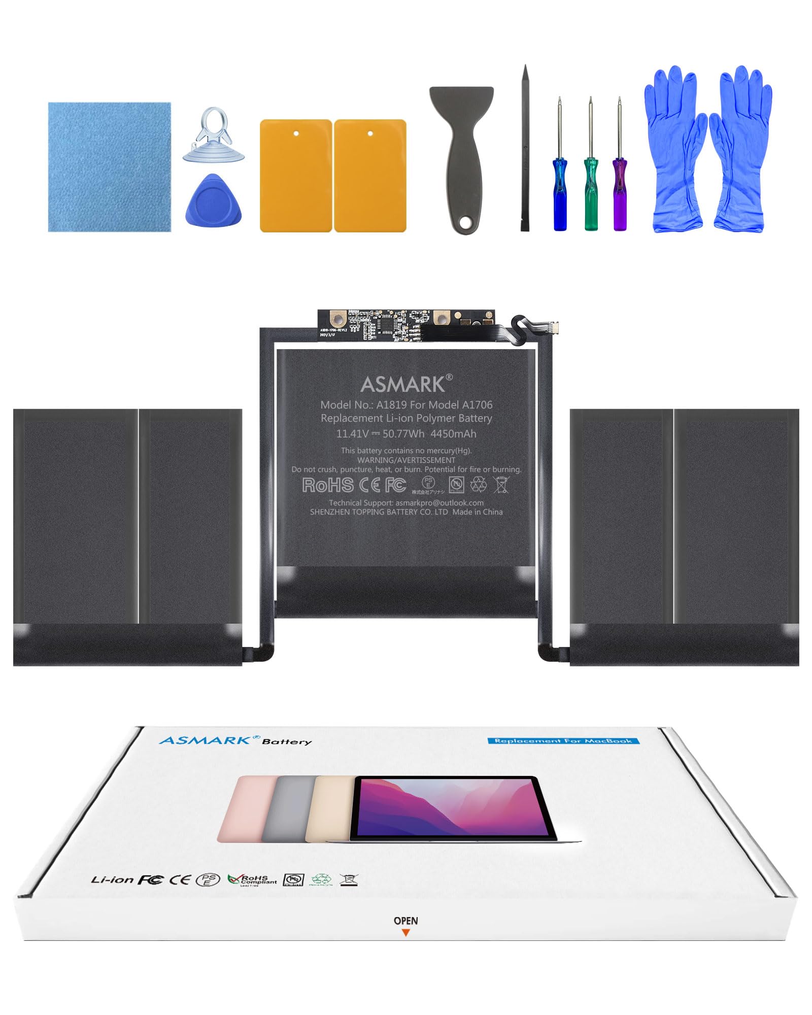 Amazon.co.jp: ASMARK Macbook Pro A1706 バッテリー 交換 適用 13 