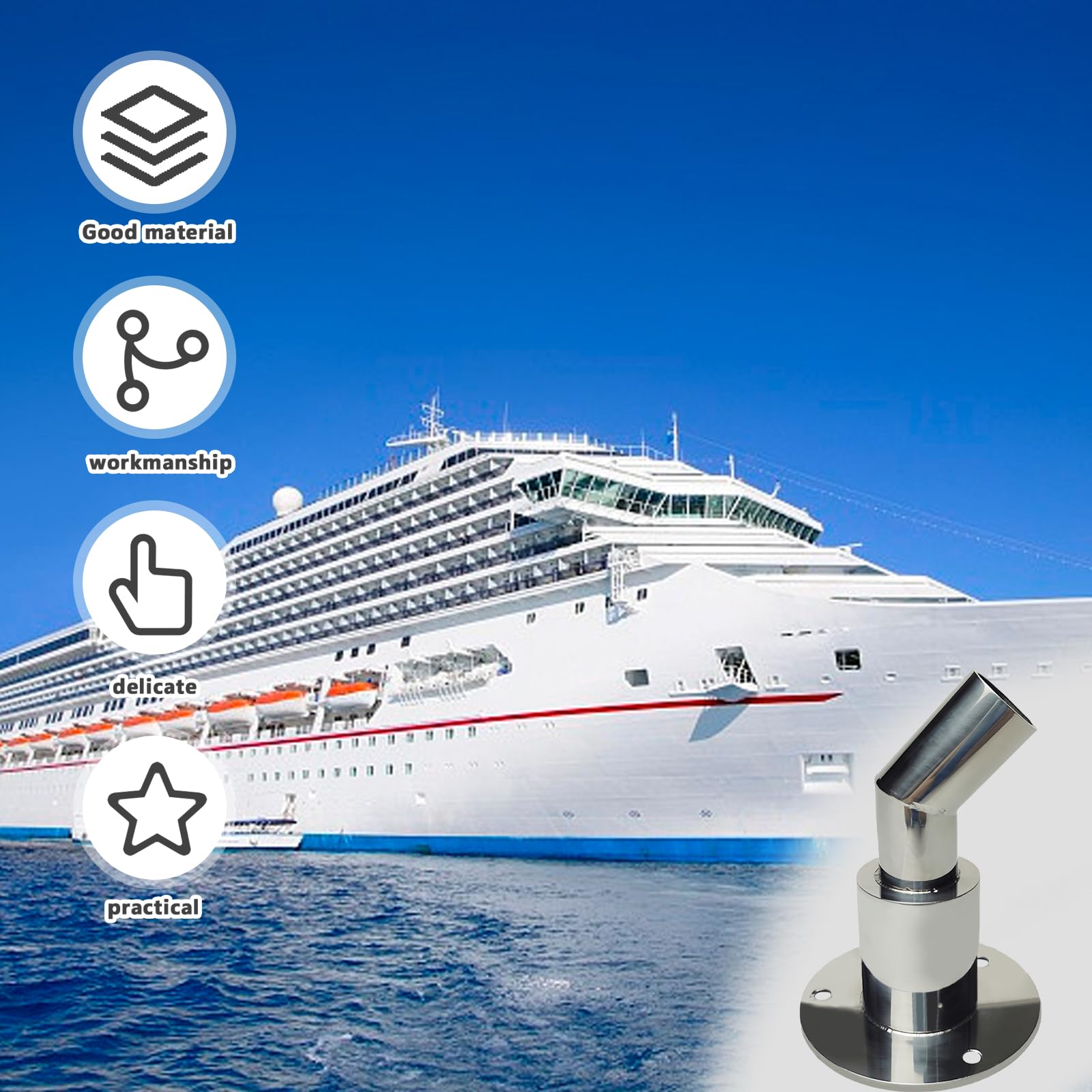 Raccord D'échappement Peau De Coque En Acier Inoxydable 316 - 24 Mm Droit - Pour Camion, Bateau, Voiture - Avec Vis Et écrous - 12