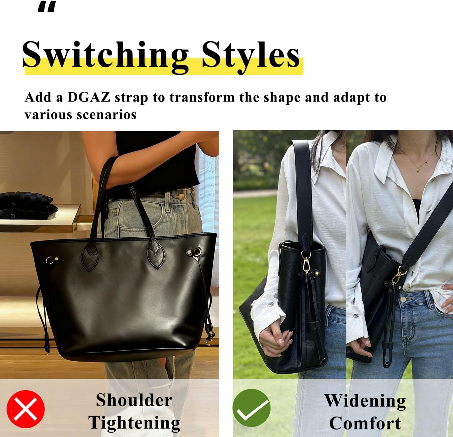 DGAZ Vachetta Leather Crossbody Strap for Neverfullbag with Gift Box, Handmade DIY purse strap