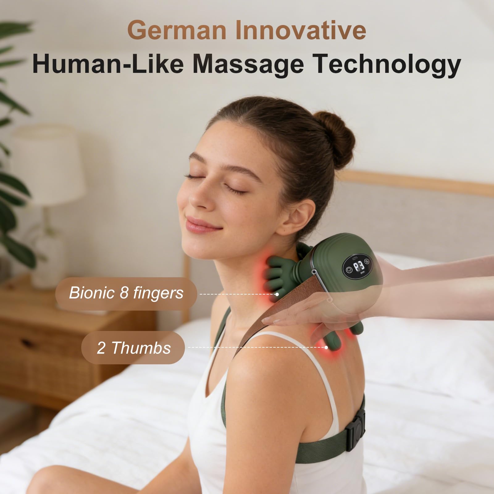 Masajeador Cervical 4D Shiatsu, Masajeador de Cuello y Hombros con Calor, 3 Modos de Masaje y 2 Niveles de Temperatura, Masajeador Eléctrico para Cuello y Espalda, Regalo Mujer Hombre