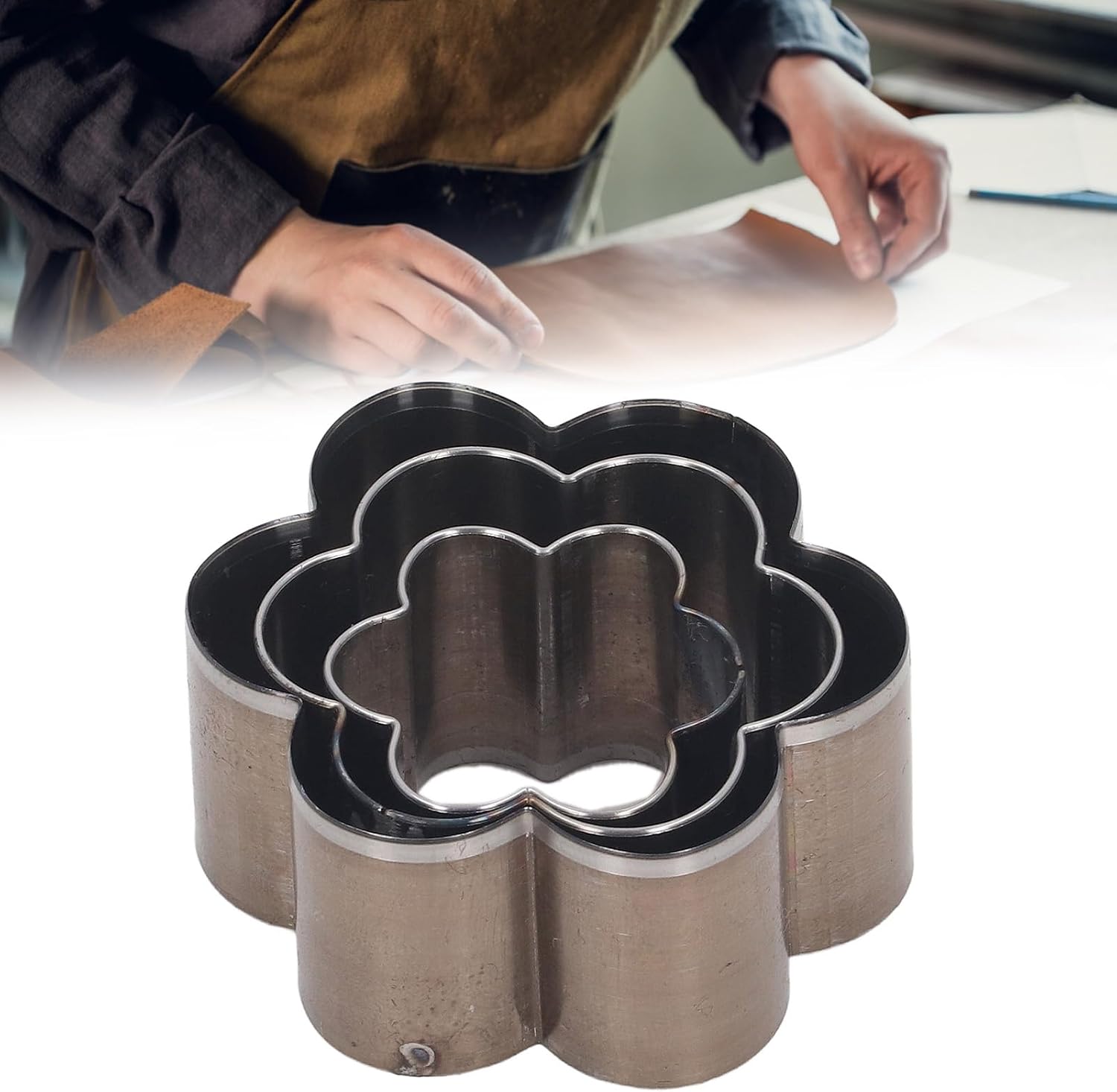 3 Pcs Flower Shaped Leather Cutter 30mm 40mm 50mm Alloy Steel Punching Tool Leather Cutting Die Punch for Layered Fabrics Leather