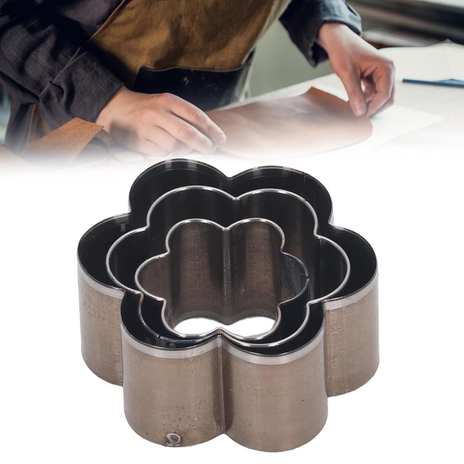 Leather Punch Die Set, 3 Pieces Flower Shape Puncher for Leather Crafting, Durable Craft Tool for DIY Projects