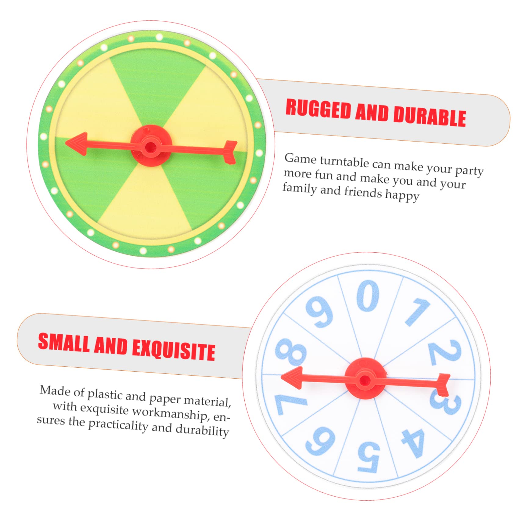 ABOOFAN 1set Prize Wheel Game Roulette Wheel for Parties Raffles Classroom Fun Smooth Rotation Exciting Surprises for Events Celebrations 2pcs