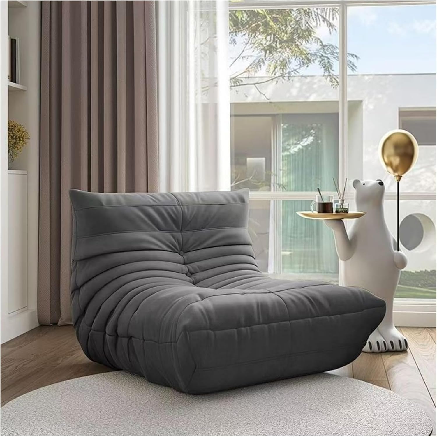 Togo Chair，Togo Sofa，Togo Sessel，togosofa， Schaumstoff-Sitzsack, Sofa, komprimierbar, Loungesessel, Meditation für Zuhause und Büro (grau)