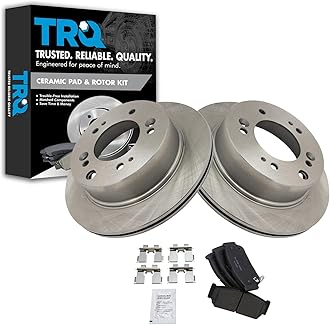 TRQ Rear Brake Pad and Rotor Set Ceramic Vented Rotors Compatible with 2007-2009 Kia Sorento
