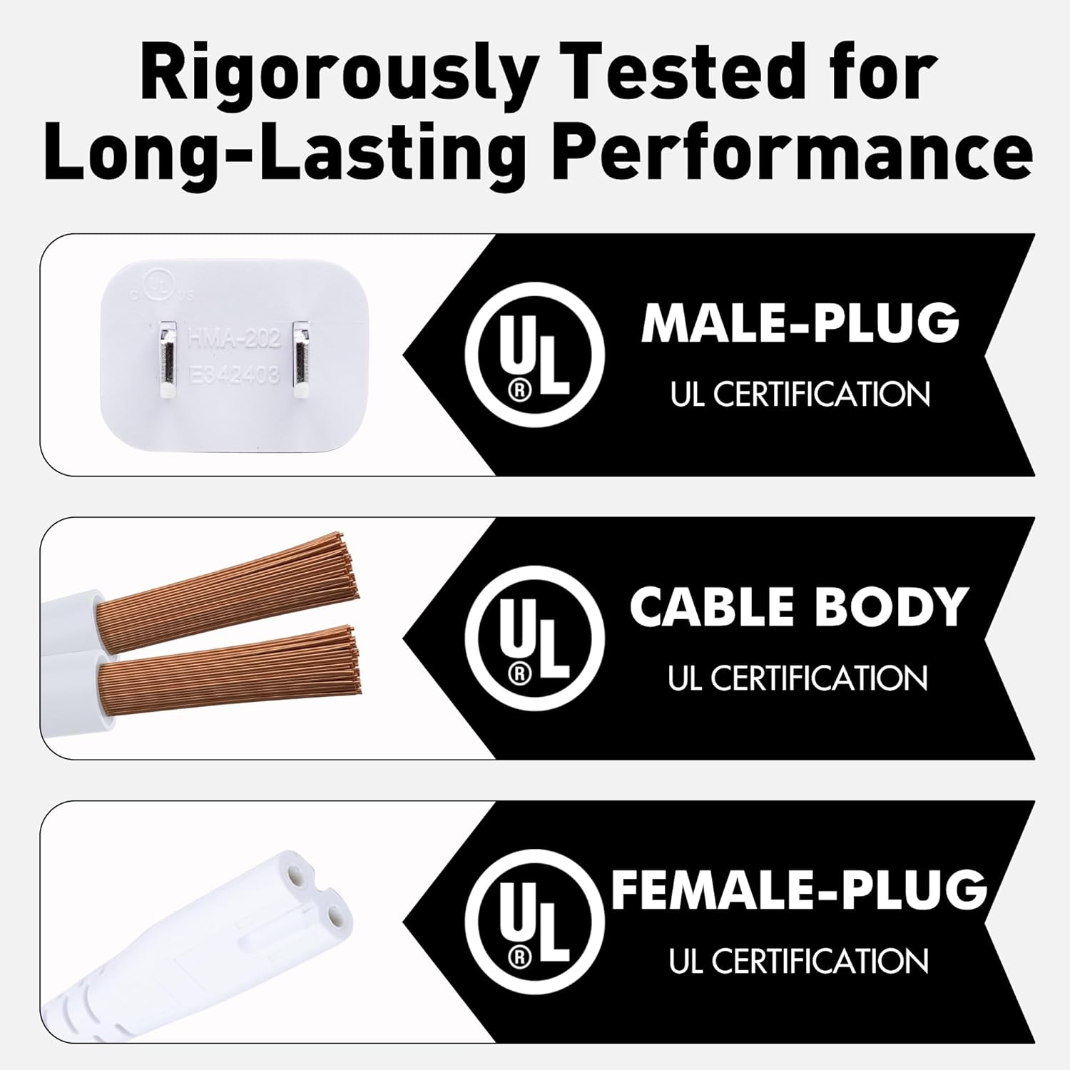 POWERCORDS 2 Pack Coiled 2 Prong AC Power Cord 6.5 ft, Coiled UL Listed Figure 8 Power Cord Compatible with Samsung LG Sony Insignia Toshiba Hisense PS5, Non Polarized (NEMA 1-15P to IEC C7) White